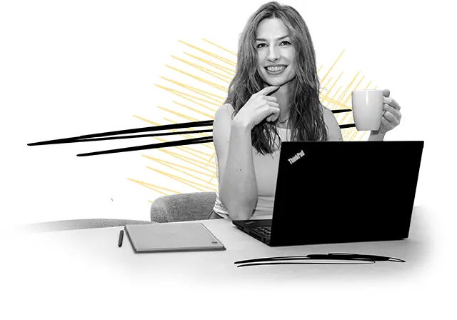 Localization and marketing translation specialist Ivana Srezović working on her laptop.