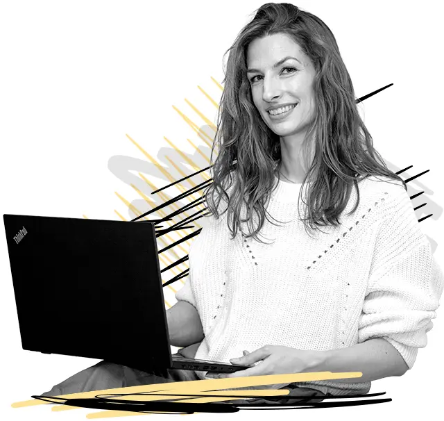 Professional photo of Ivana Srezović, a native Croatian translator, holding a laptop.